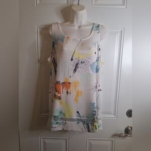 Impulse California Sleeveless Vintage 80s Retro Abstract Blouse Tunic Top
